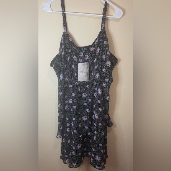 Lily Rose Polka Dot Floral Tiered Dress Size Plus 2X - Picture 1 of 6